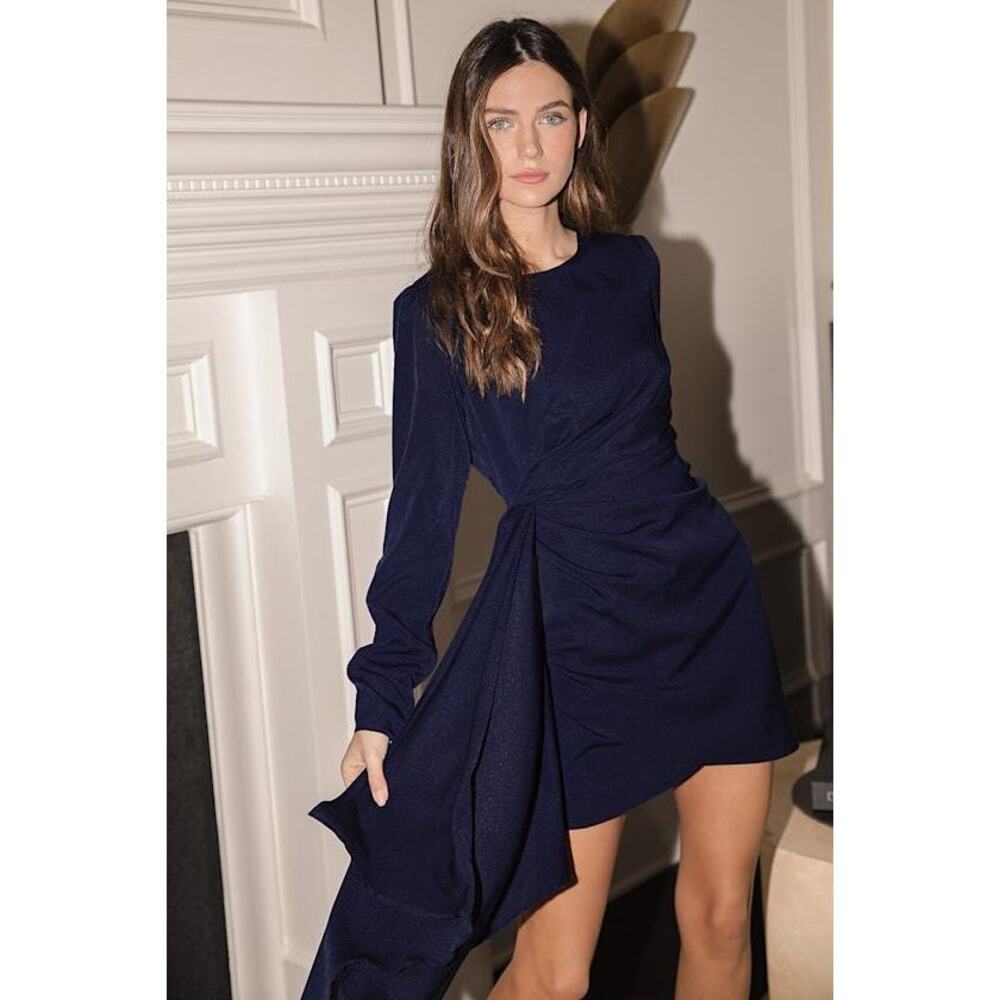 Lulus Magical Spot Navy Blue Long Sleeve Mini Dress - Size S